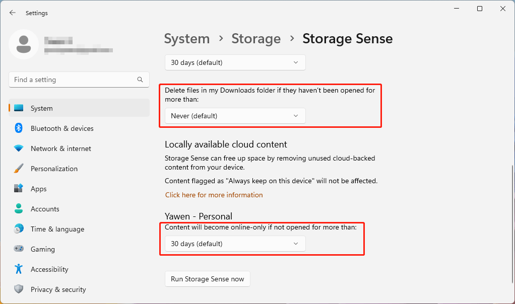some optional settings to automatically free up space