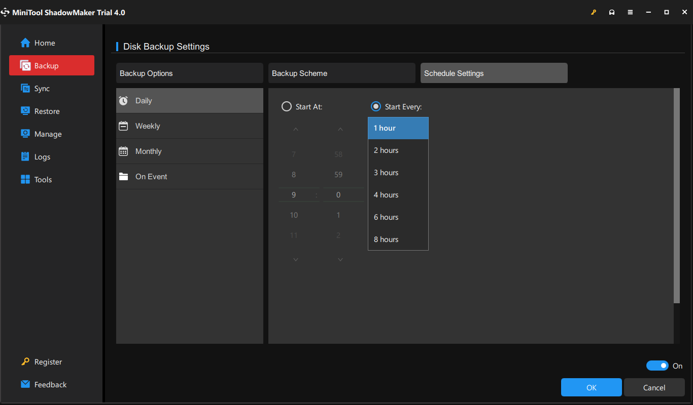 create a scheduled backup