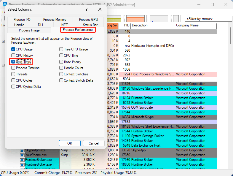 add Start Time column