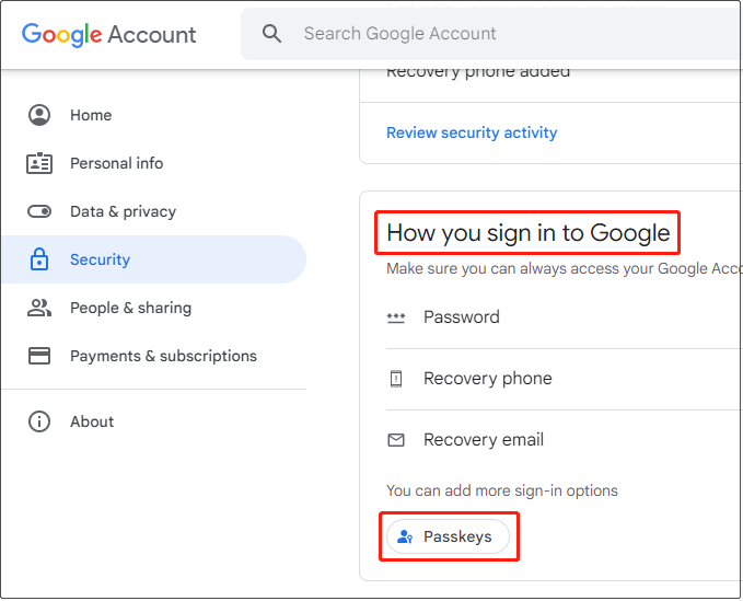 set up passkeys