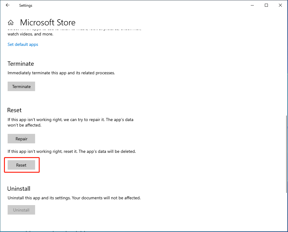 reset Microsoft Store