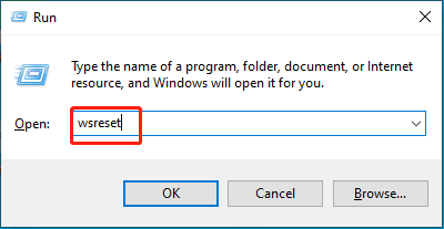 type wsreset in Run