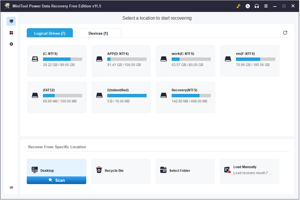 the main interface of MiniTool Power Data Recovery