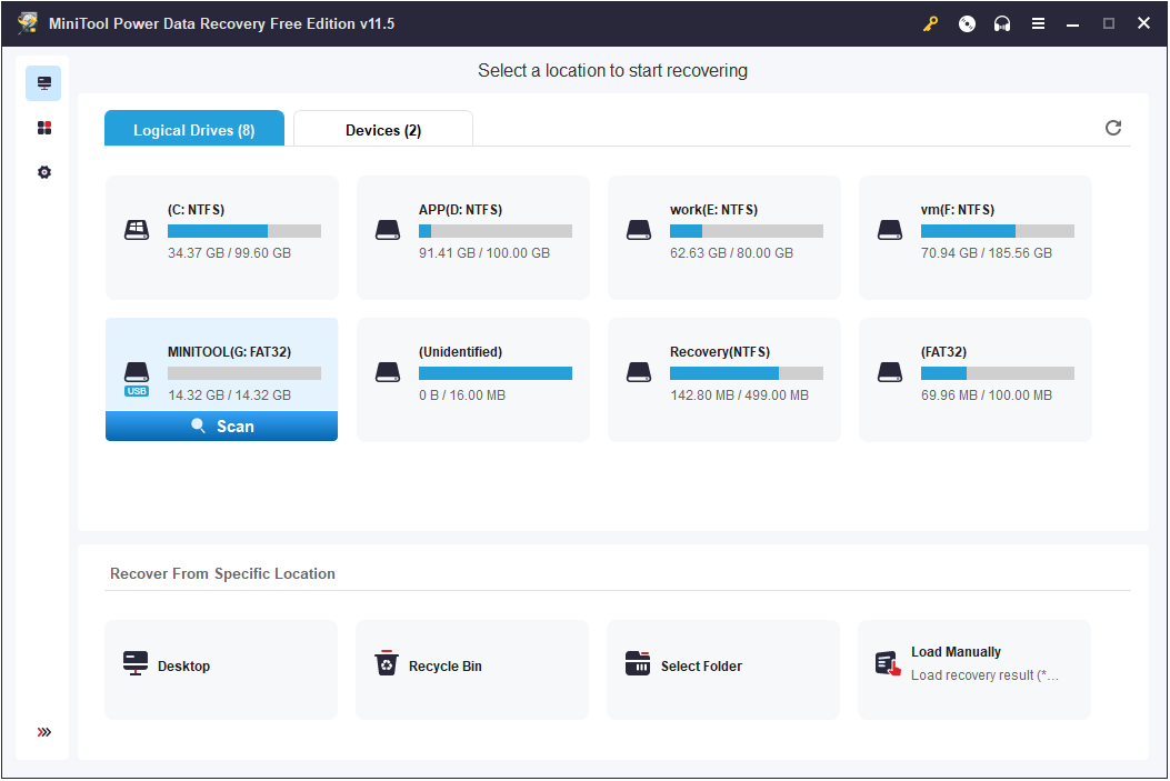 main interface of MiniTool Power Data Recovery