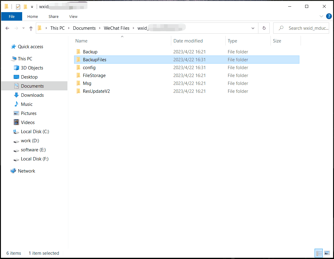 BackupFiles of WeChat for Windows
