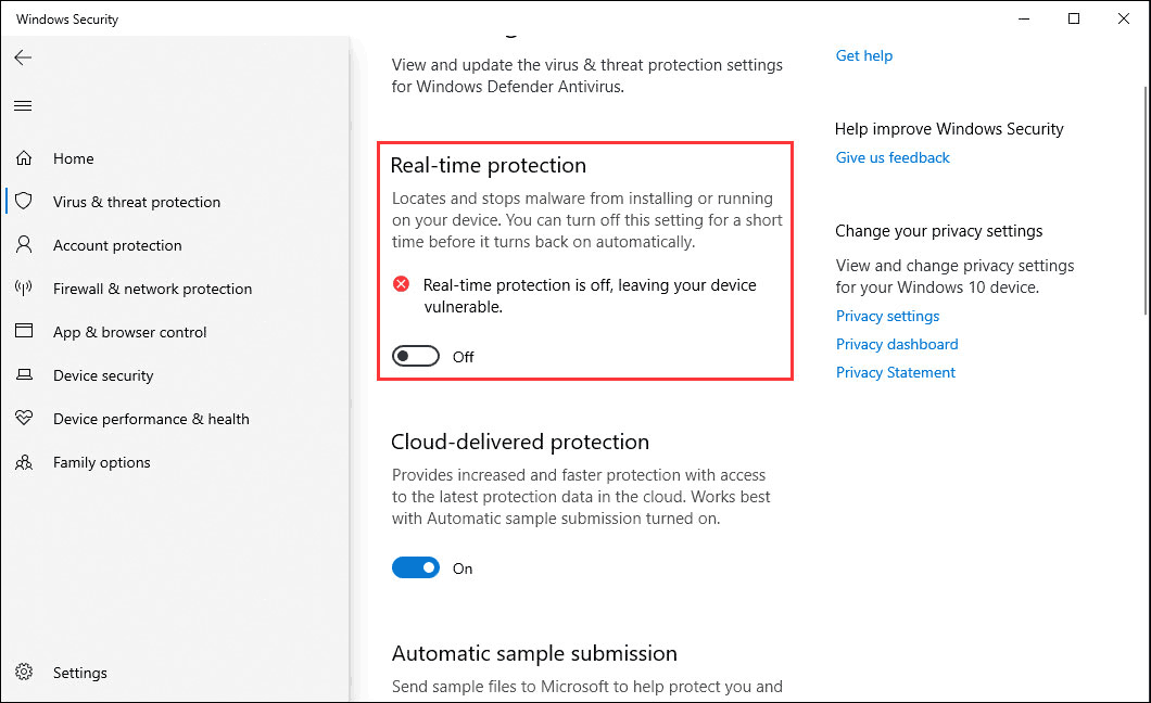 disable Windows Security