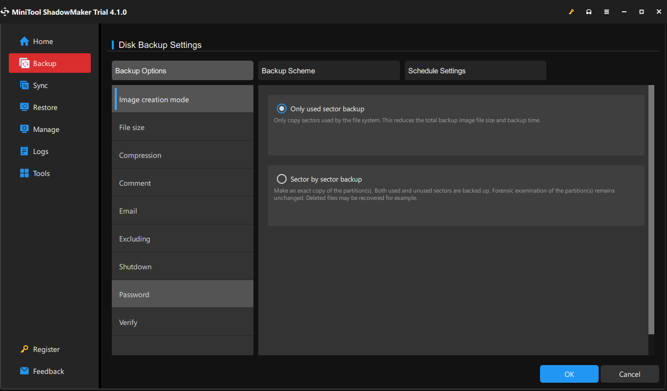 configure backup settings