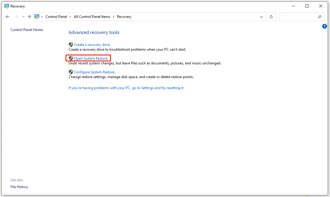 click System Restore