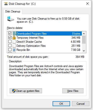 tick the files you want to delete