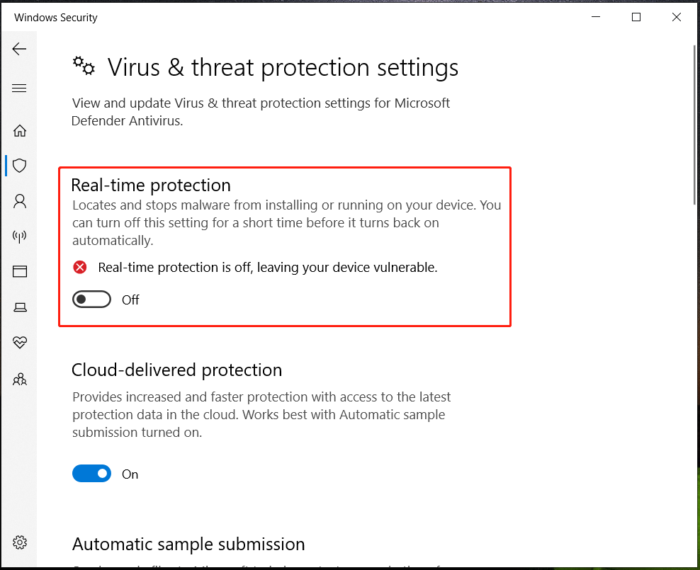 disable Windows Security