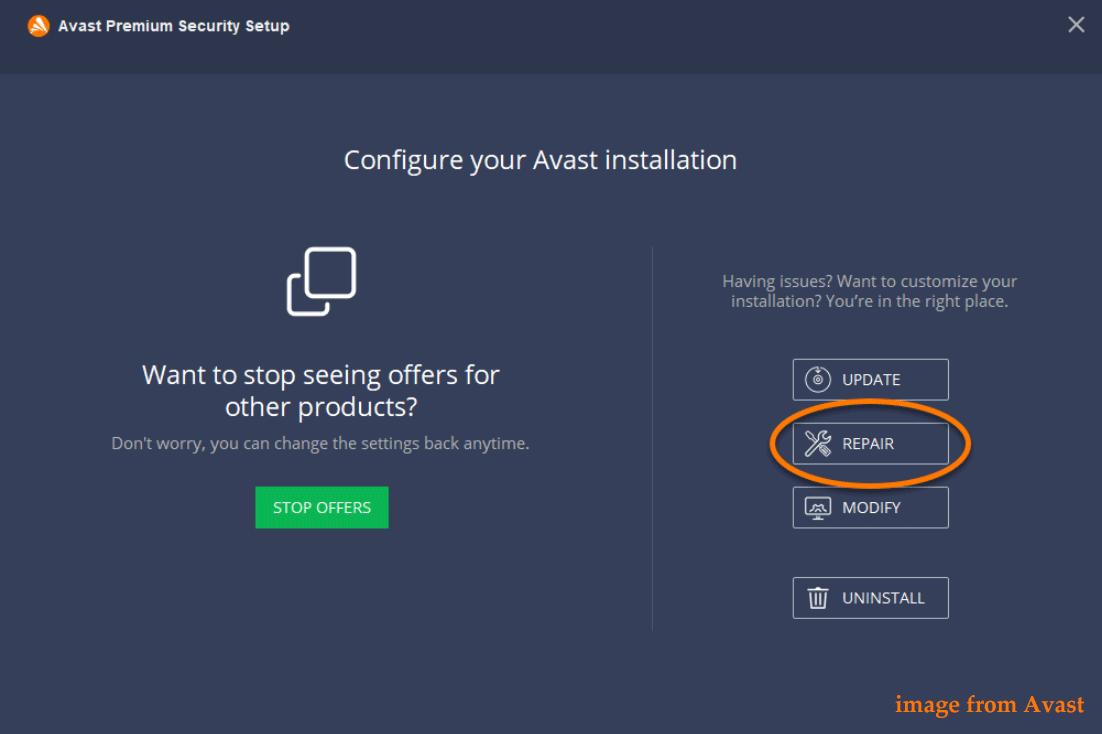 repair Avast