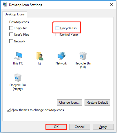 uncheck the Recycle Bin