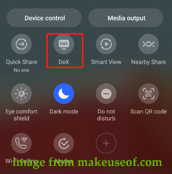 tap on DeX button