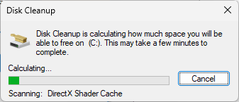 Disk Cleanup is calculating