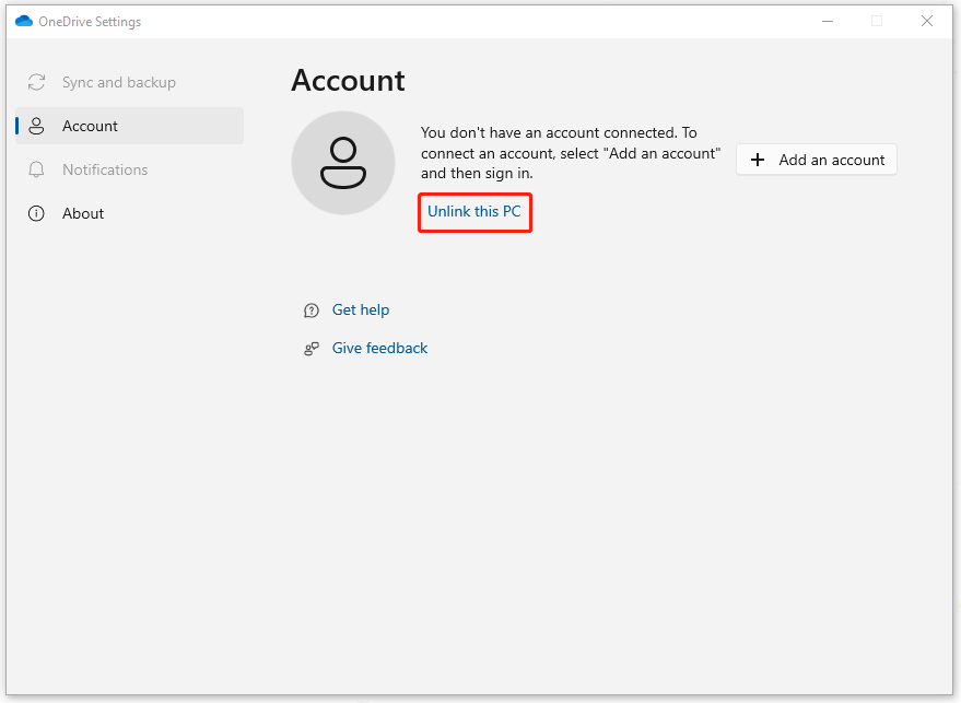click Unlink this PC