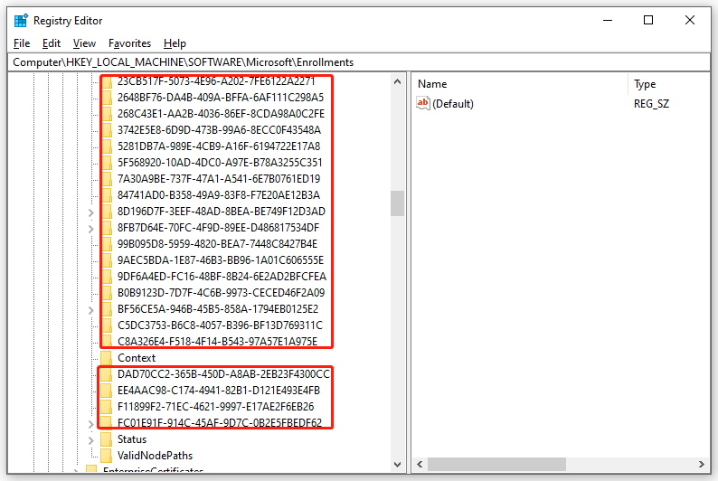 delete the selected GUIDs
