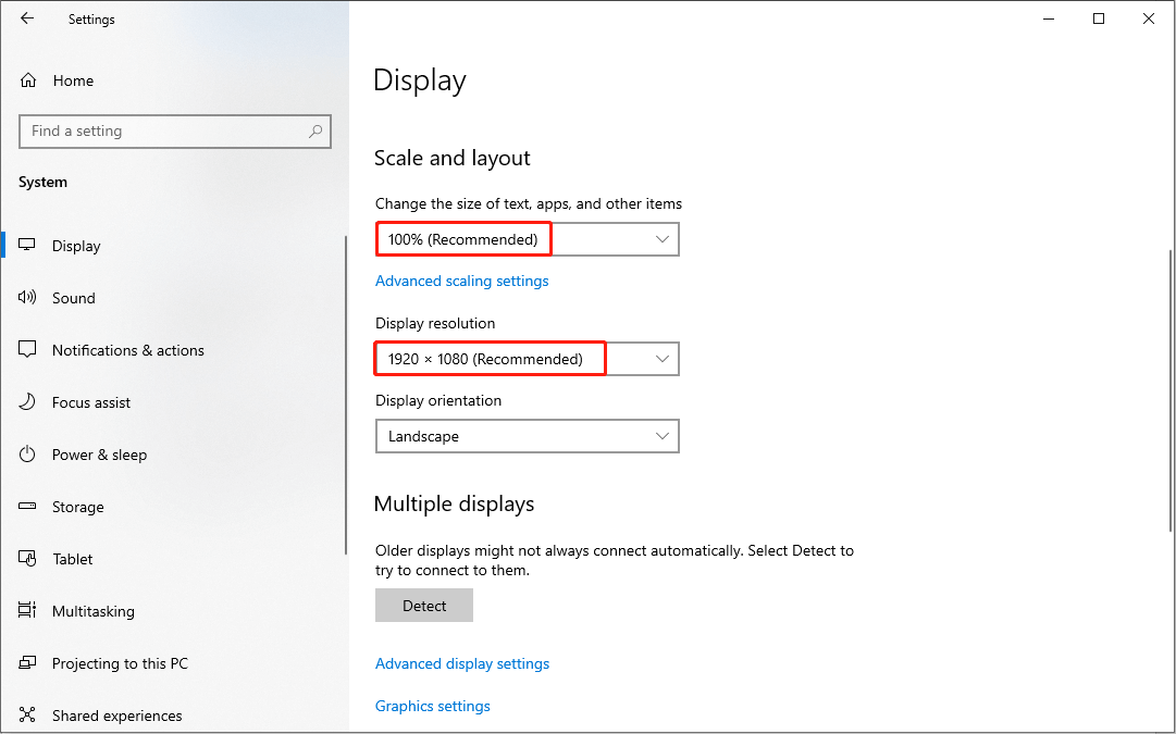 change the Display setting