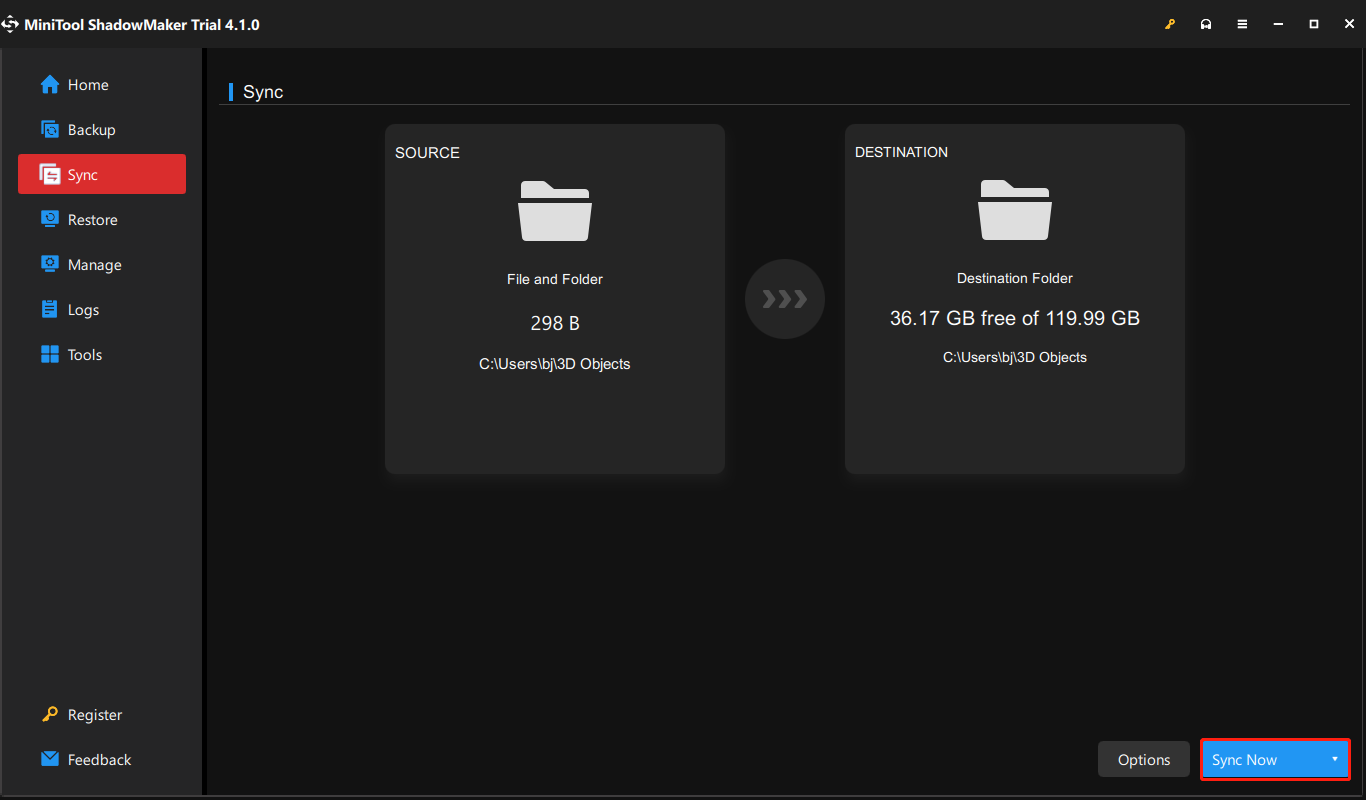 click Sync Now