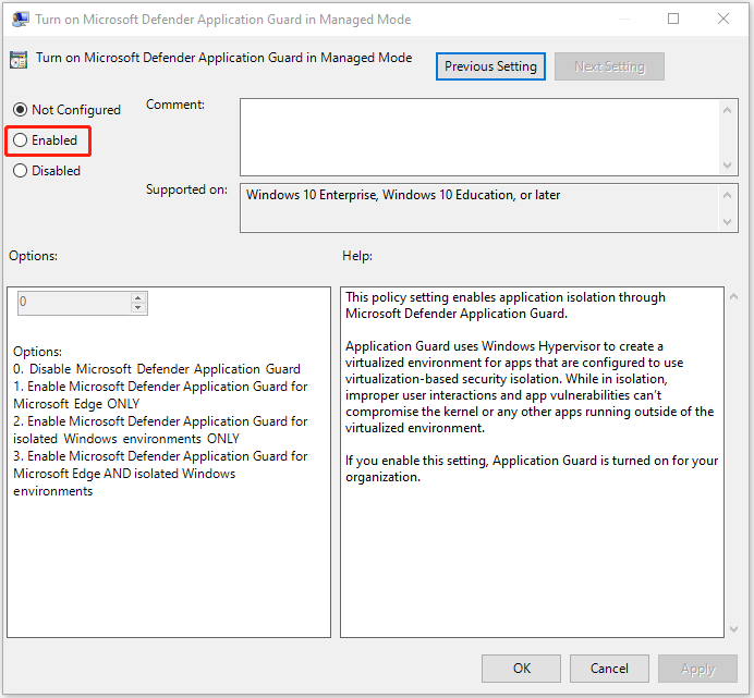 enable Microsoft Defender Application Guard 