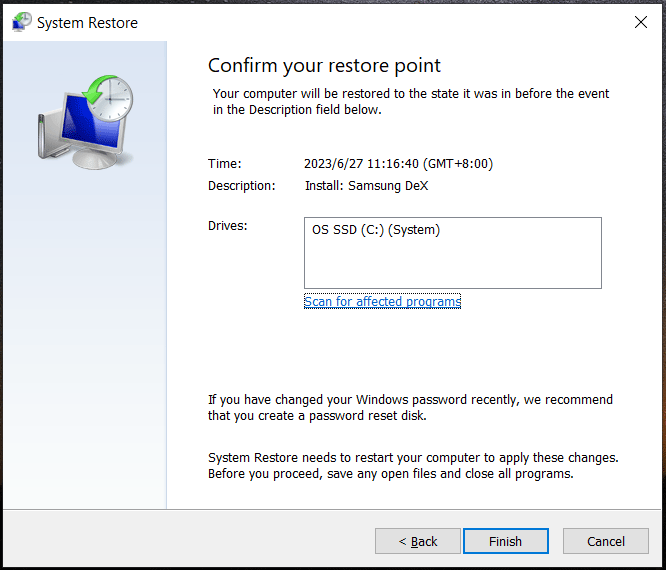 System Restore Windows 10