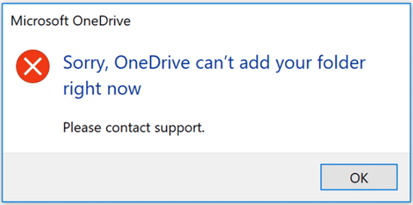 OneDrive cannot add folder