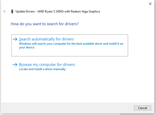 hit Search automatically for drivers