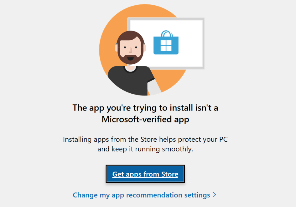 The app you’re trying to install isn’t a Microsoft-verified app