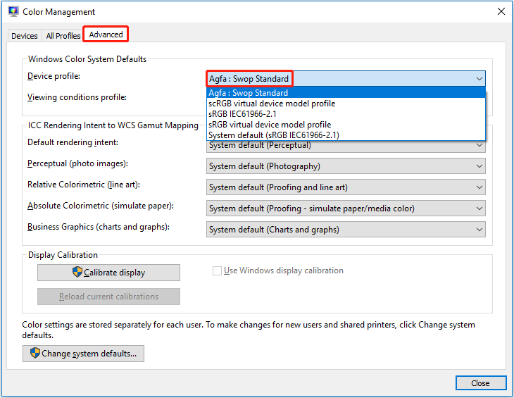 change a device profile