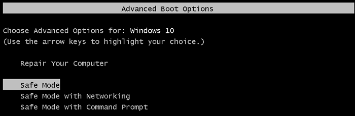 Advanced Boot Options Windows 10