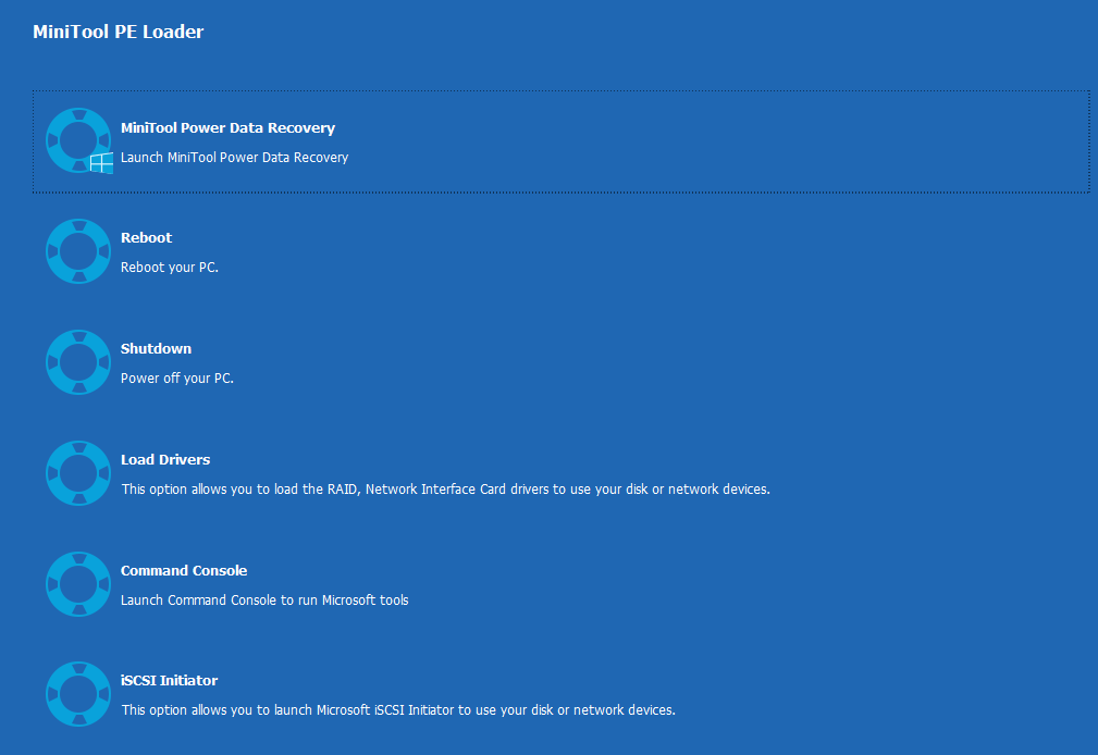 Interface MiniTool PE Loader