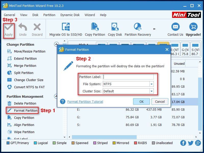 formato com o MiniTool Partition Wizard