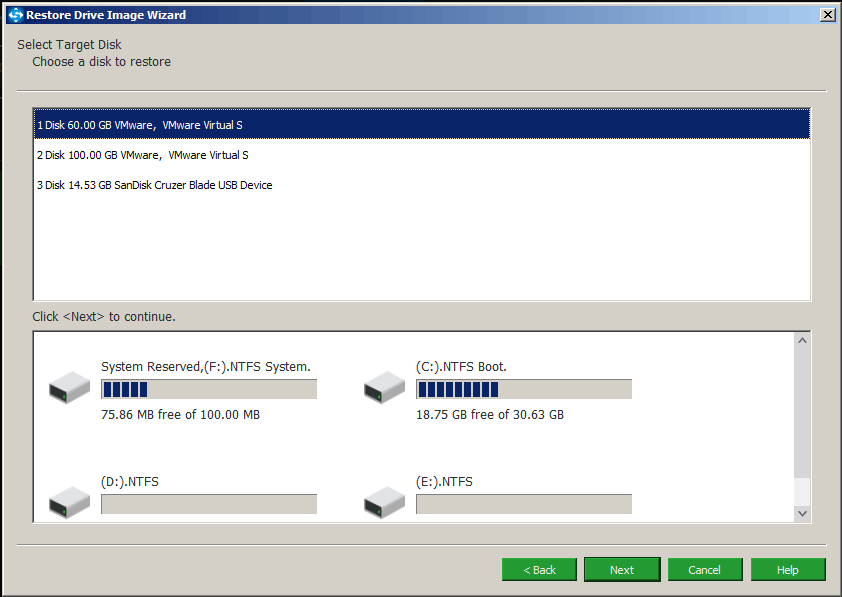  restaurar o arquivo de imagem no disco