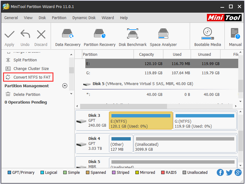 converter NTFS para FAT