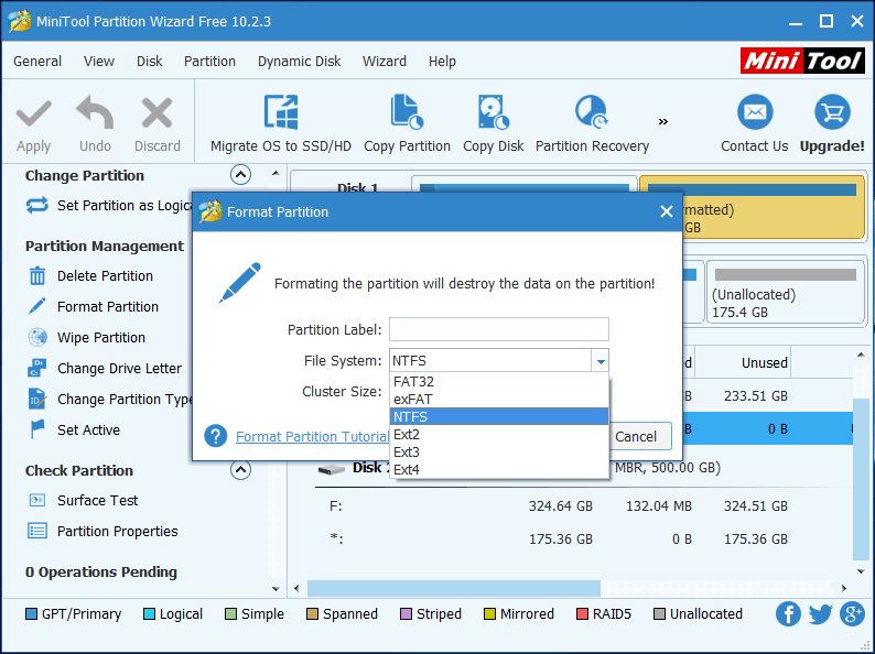 configurar para a partição formatada