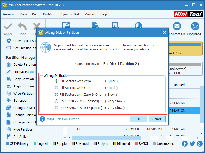 escolha um método de limpeza para apagar dados