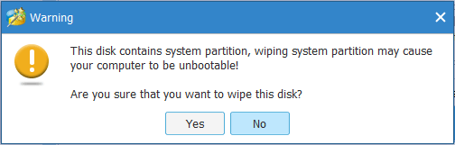 limpar a partição do sistema faz com que o computador não seja inicializado