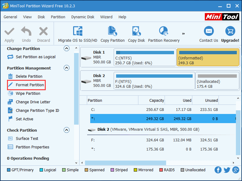 formatar a partição que foi limpa