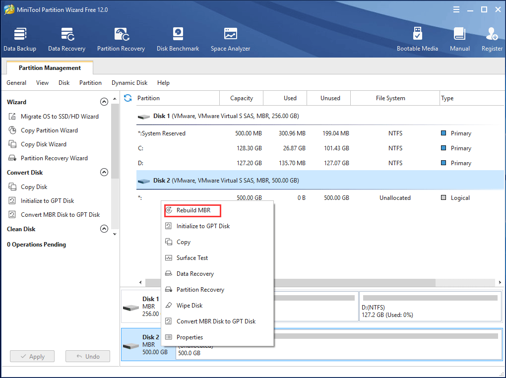 reconstruir MBR para corrigir problema desconhecido inicializado no disco