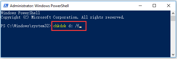 execute o CHKDSK no PowerShell