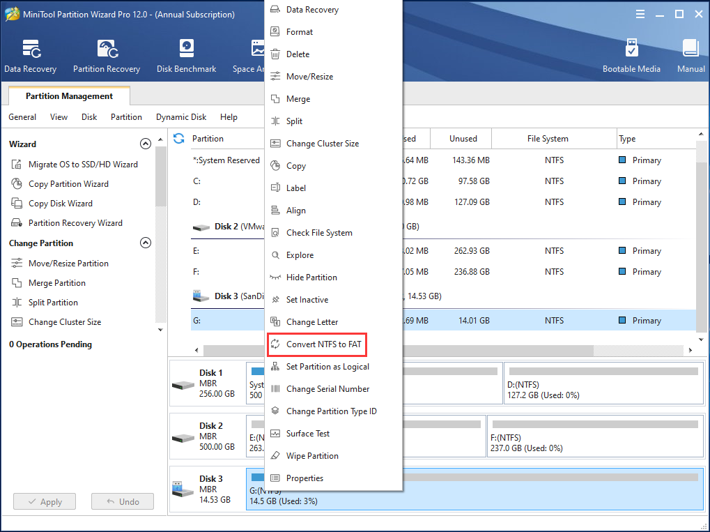 converter NTFS em FAT