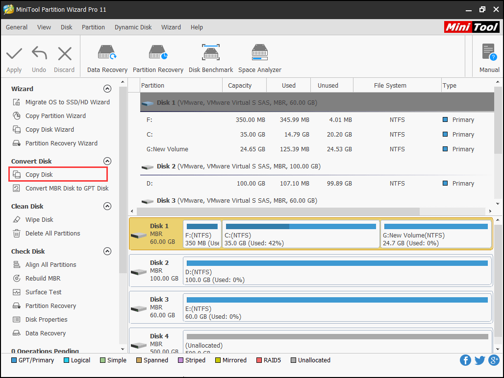 escolha Copy Disk