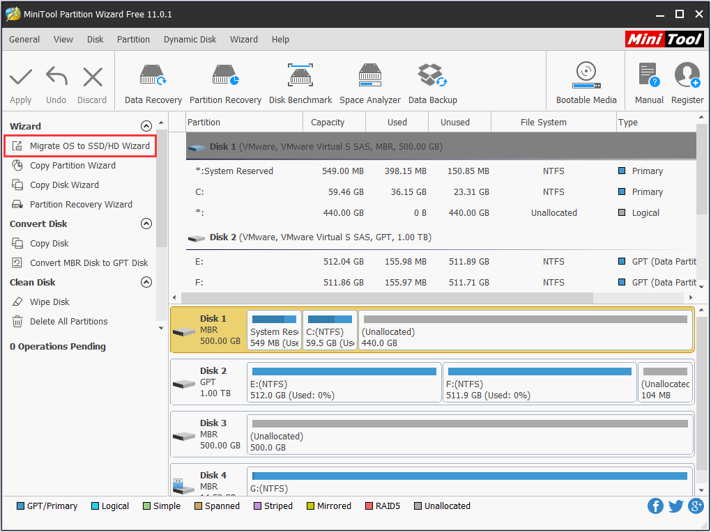 escolha Migrar SO para SSD / HD