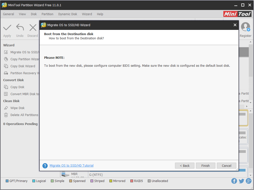 leia as informações sobre como inicializar a partir do disco de destino