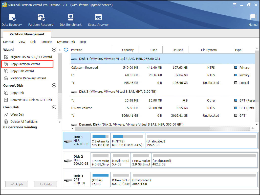 vá para o Assistente para Copiar Disco