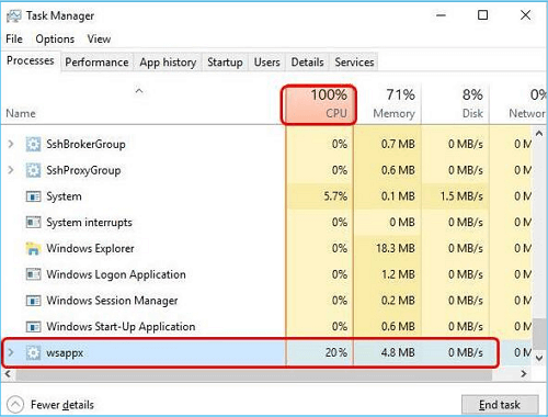 finalizar a tarefa que causa alto uso da CPU