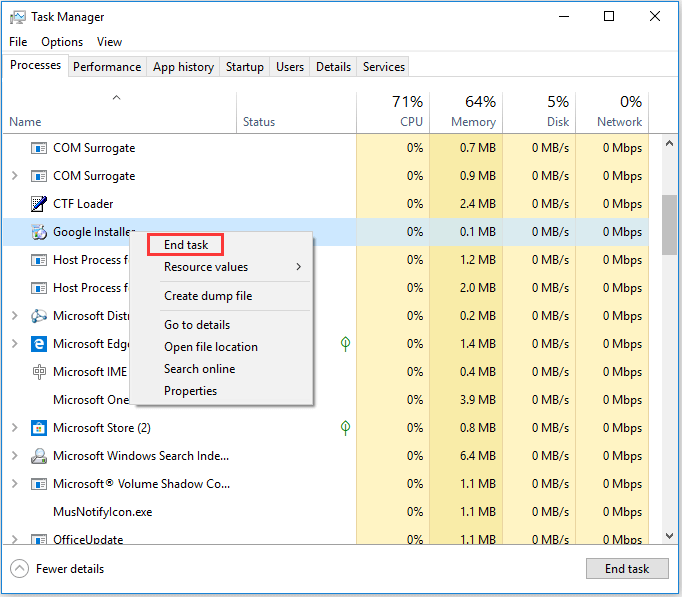 corrigir o problema de ejeção do dispositivo de armazenamento em massa USB com o Gerenciador de tarefas