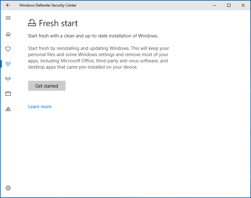 Recomeçar do Windows 10