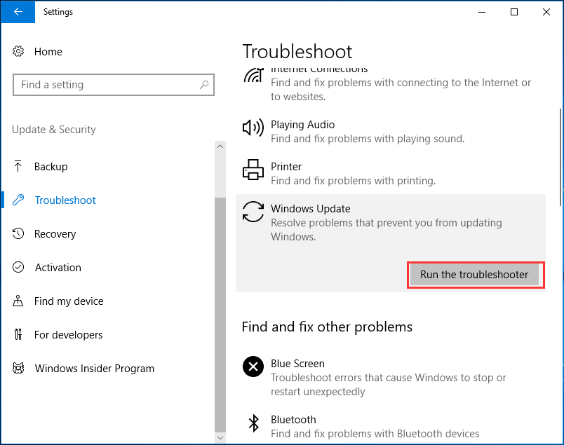 execute o solucionador de problemas do Windows Update