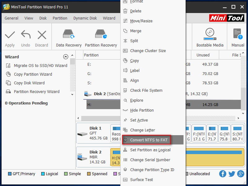 Converter NTFS para FAT