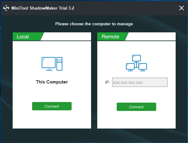 MiniTool ShadowMaker backup local ou backup remoto